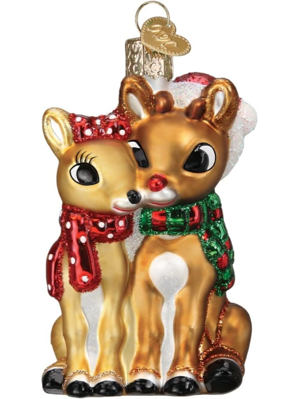New Rudolph & Clarice Glass Blown Ornament for Christmas Tree Decor